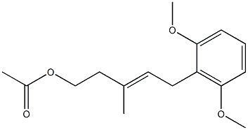 5-Acetoxy-1-(2,6-dimethoxyphenyl)-3-methyl-2-pentene Struktur