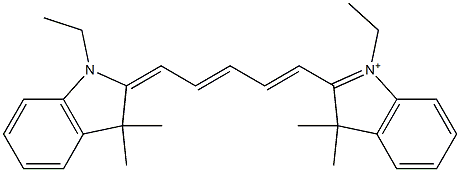 1-Ethyl-3,3-dimethyl-2-[(1E,3E,5E)-5-[(1-ethyl-1,2-dihydro-3,3-dimethyl-3H-indol)-2-ylidene]-1,3-pentadienyl]-3H-indol-1-ium Struktur