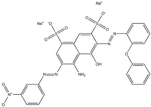 4-Amino-5-hydroxy-3-[(3-nitrophenyl)azo]-6-[(2-phenoxyphenyl)azo]naphthalene-1,7-disulfonic acid disodium salt Struktur