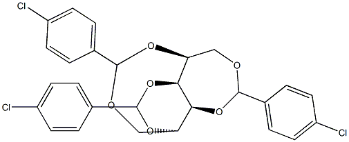 1-O,5-O:2-O,4-O:3-O,6-O-Tris(4-chlorobenzylidene)-L-glucitol Struktur