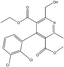 4-(2,3-Dichlorophenyl)-2-methyl-6-hydroxymethyl-3,5-pyridinedicarboxylic acid 5-ethyl 3-methyl ester Struktur