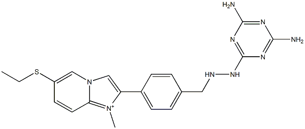 1-Methyl-6-ethylthio-2-[4-[2-(4,6-diamino-1,3,5-triazin-2-yl)hydrazinomethyl]phenyl]imidazo[1,2-a]pyridin-1-ium Struktur