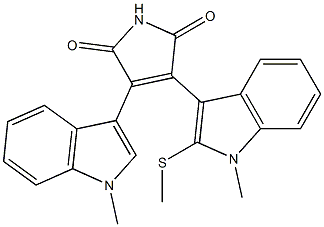 3-(2-Methylthio-1-methyl-1H-indol-3-yl)-4-(1-methyl-1H-indol-3-yl)-1H-pyrrole-2,5-dione Struktur