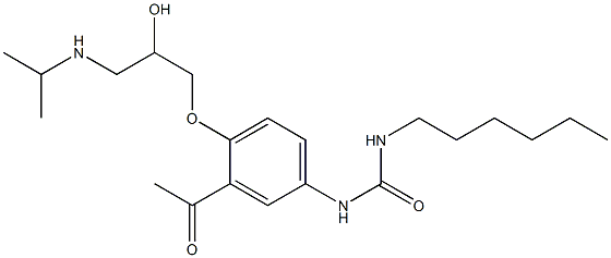 1-Hexyl-3-[3-acetyl-4-[2-hydroxy-3-[isopropylamino]propoxy]phenyl]urea Struktur