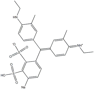 N-[4-[(4-Ethylamino-3-methylphenyl)(2-sulfonato-4-sodiosulfophenyl)methylene]-2-methyl-2,5-cyclohexadien-1-ylidene]ethanaminium Struktur