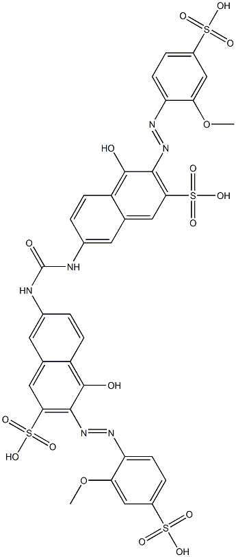 7,7'-(Carbonylbisimino)bis[4-hydroxy-3-[(2-methoxy-4-sulfophenyl)azo]-2-naphthalenesulfonic acid] Struktur