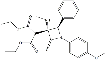 2-[(3R,4R)-3-(Methylamino)-1-(4-methoxyphenyl)-2-oxo-4-phenylazetidin-3-yl]malonic acid diethyl ester Struktur