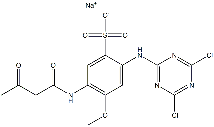 2-(4,6-Dichloro-1,3,5-triazin-2-ylamino)-4-methoxy-5-(3-oxobutyrylamino)benzenesulfonic acid sodium salt Struktur