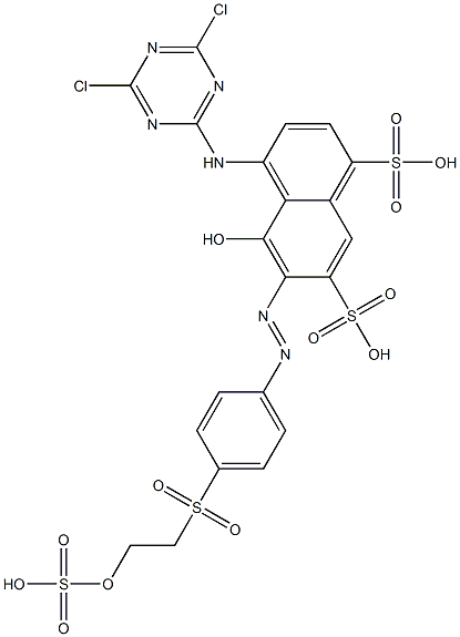 4-[(4,6-Dichloro-1,3,5-triazin-2-yl)amino]-5-hydroxy-6-[[4-[[2-(sulfooxy)ethyl]sulfonyl]phenyl]azo]-1,7-naphthalenedisulfonic acid Struktur