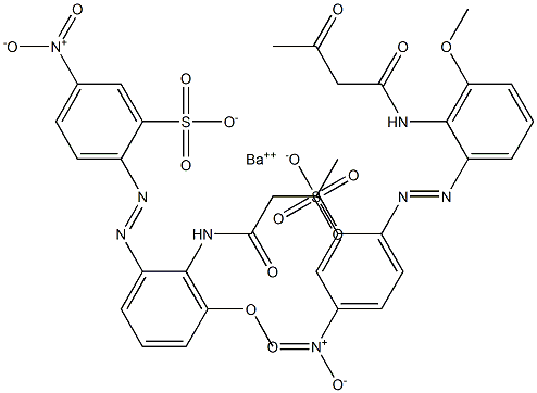 Bis[2-[2-(1,3-dioxobutylamino)-3-methoxyphenylazo]-5-nitrobenzenesulfonic acid]barium salt Struktur