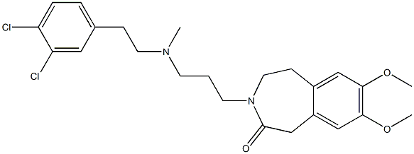 4,5-Dihydro-7,8-dimethoxy-3-[3-[N-methyl-2-(3,4-dichlorophenyl)ethylamino]propyl]-1H-3-benzazepin-2(3H)-one Struktur