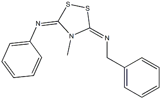 3-Benzylimino-4-methyl-5-phenylimino-1,2,4-dithiazolidine Struktur