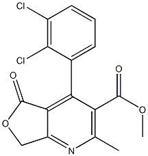 5,7-Dihydro-5-oxo-2-methyl-4-(2,3-dichlorophenyl)furo[3,4-b]pyridine-3-carboxylic acid methyl ester Struktur