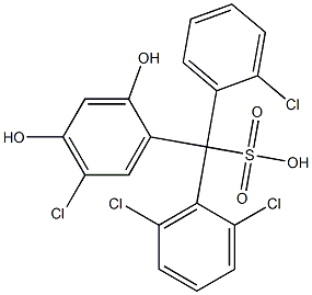 (2-Chlorophenyl)(2,6-dichlorophenyl)(5-chloro-2,4-dihydroxyphenyl)methanesulfonic acid Struktur