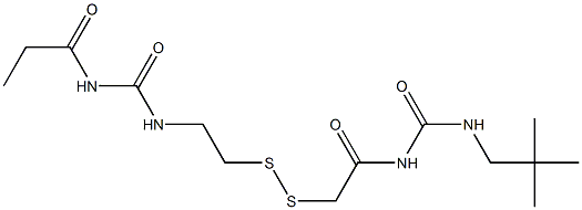 1-Propanoyl-3-[2-[[(3-neopentylureido)carbonylmethyl]dithio]ethyl]urea Struktur