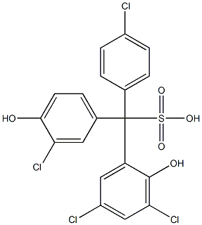 (4-Chlorophenyl)(3-chloro-4-hydroxyphenyl)(3,5-dichloro-2-hydroxyphenyl)methanesulfonic acid Struktur