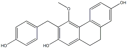 4-Methoxy-3-(4-hydroxybenzyl)-9,10-dihydrophenanthrene-2,7-diol Struktur