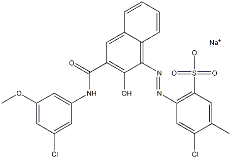 4-Chloro-3-methyl-6-[[3-[[(3-chloro-5-methoxyphenyl)amino]carbonyl]-2-hydroxy-1-naphtyl]azo]benzenesulfonic acid sodium salt Struktur