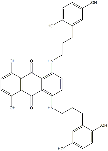 1,4-Bis[3-(2,5-dihydroxyphenyl)propylamino]-5,8-dihydroxyanthraquinone Struktur