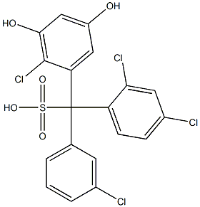 (3-Chlorophenyl)(2,4-dichlorophenyl)(2-chloro-3,5-dihydroxyphenyl)methanesulfonic acid Struktur