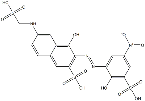 4-Hydroxy-3-[(2-hydroxy-5-nitro-3-sulfophenyl)azo]-6-[(sulfomethyl)amino]-2-naphthalenesulfonic acid Struktur