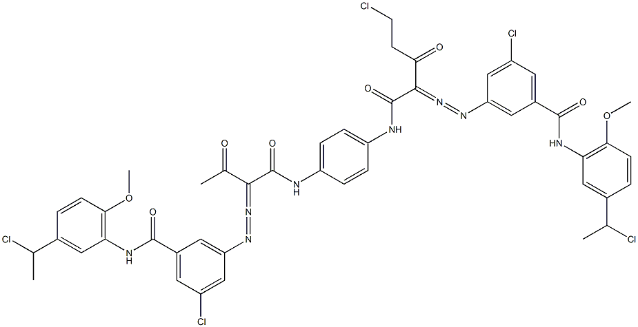 3,3'-[2-(Chloromethyl)-1,4-phenylenebis[iminocarbonyl(acetylmethylene)azo]]bis[N-[3-(1-chloroethyl)-6-methoxyphenyl]-5-chlorobenzamide] Struktur