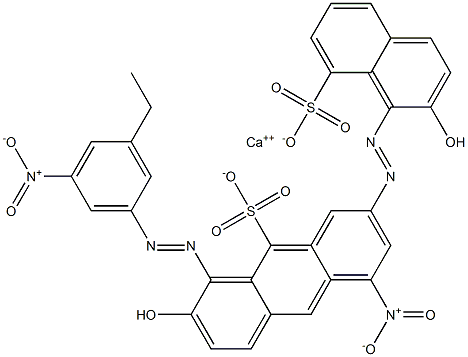 Bis[1-[(3-ethyl-5-nitrophenyl)azo]-2-hydroxy-8-naphthalenesulfonic acid]calcium salt Struktur