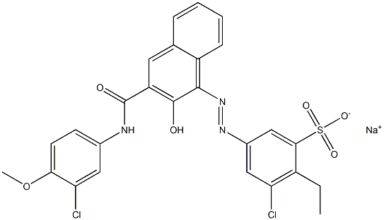 3-Chloro-2-ethyl-5-[[3-[[(3-chloro-4-methoxyphenyl)amino]carbonyl]-2-hydroxy-1-naphtyl]azo]benzenesulfonic acid sodium salt Struktur