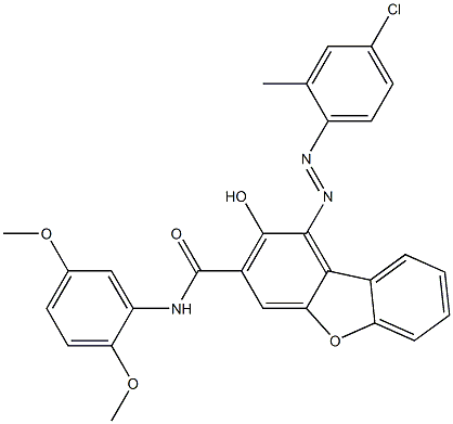 1-[(4-Chloro-2-methylphenyl)azo]-2-hydroxy-N-(2,5-dimethoxyphenyl)dibenzofuran-3-carboxamide Struktur