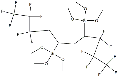 1,1,1,2,2,3,3,8,8,9,9,10,10,10-Tetradecafluoro-4,6-bis(trimethoxysilyl)decane Struktur