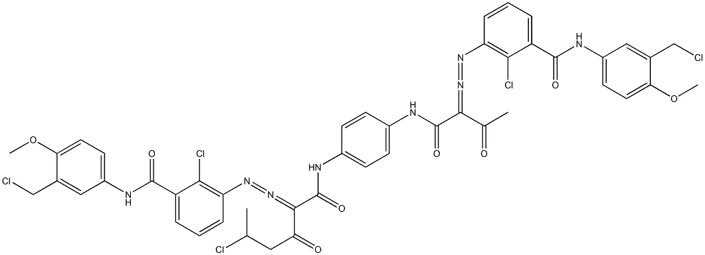 3,3'-[2-(1-Chloroethyl)-1,4-phenylenebis[iminocarbonyl(acetylmethylene)azo]]bis[N-[3-(chloromethyl)-4-methoxyphenyl]-2-chlorobenzamide] Struktur