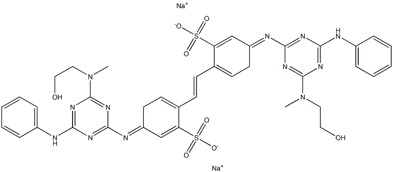 4,4'-Bis[[2-anilino-4-[methyl(2-hydroxyethyl)amino]-1,3,5-triazin-6-yl]imino]stilbene-2,2'-disulfonic acid disodium salt Struktur