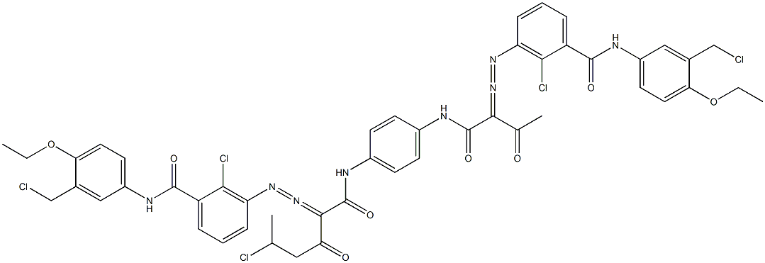 3,3'-[2-(1-Chloroethyl)-1,4-phenylenebis[iminocarbonyl(acetylmethylene)azo]]bis[N-[3-(chloromethyl)-4-ethoxyphenyl]-2-chlorobenzamide] Struktur