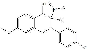 3-Chloro-3,4-dihydro-4-hydroxy-3-nitro-2-(4-chlorophenyl)-7-methoxy-2H-1-benzopyran Struktur