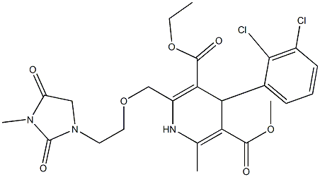 4-(2,3-Dichlorophenyl)-1,4-dihydro-2-[2-(3-methyl-2,4-dioxo-1-imidazolidinyl)ethoxymethyl]-6-methylpyridine-3,5-dicarboxylic acid 3-ethyl 5-methyl ester Struktur