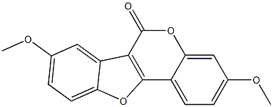 3,8-Dimethoxy-6H-benzofuro[3,2-c][1]benzopyran-6-one Struktur