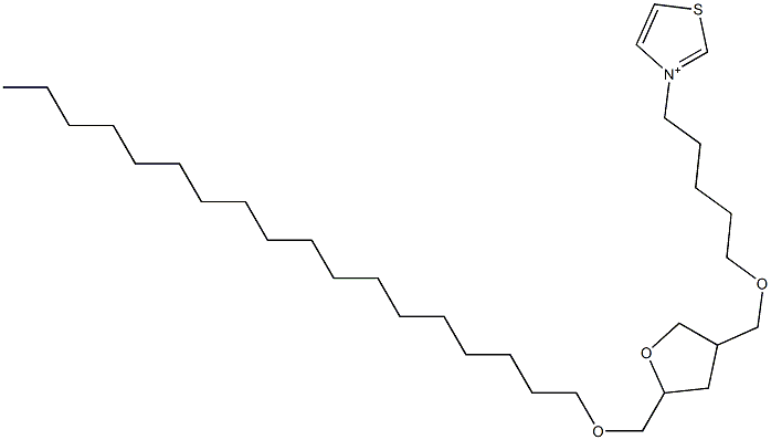 3-[5-[[Tetrahydro-5-octadecyloxymethylfuran]-3-ylmethoxy]pentyl]thiazolium Struktur