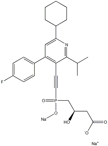 (3R)-4-[[[4-(4-Fluorophenyl)-2-isopropyl-6-cyclohexyl-3-pyridinyl]ethynyl]sodiooxyphosphinyl]-3-hydroxybutyric acid sodium salt Struktur