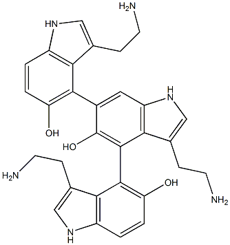 5,5',5''-Trihydroxy-3,3',3''-tris(2-aminoethyl)-4,4':6',4''-ter[1H-indole] Struktur