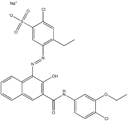 2-Chloro-4-ethyl-5-[[3-[[(4-chloro-3-ethoxyphenyl)amino]carbonyl]-2-hydroxy-1-naphtyl]azo]benzenesulfonic acid sodium salt Struktur