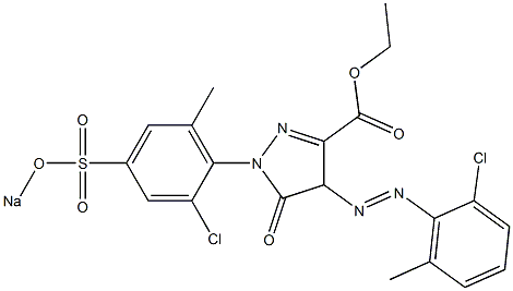 1-[2-Chloro-6-methyl-4-(sodiosulfo)phenyl]-4-[(2-chloro-6-methylphenyl)azo]-4,5-dihydro-5-oxo-1H-pyrazole-3-carboxylic acid ethyl ester Struktur