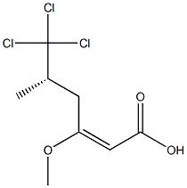 (S,E)-6,6,6-Trichloro-3-methoxy-5-methyl-2-hexenoic acid Struktur