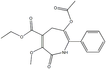 2,5-Dihydro-2-oxo-3-methoxy-6-acetoxy-7-phenyl-1H-azepine-4-carboxylic acid ethyl ester Struktur