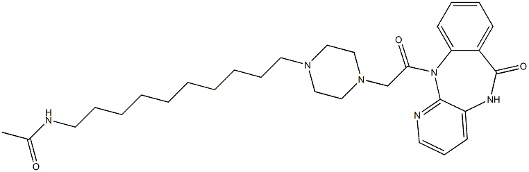 5,11-Dihydro-11-[[4-(10-acetylaminodecyl)-1-piperazinyl]acetyl]-6H-pyrido[2,3-b][1,4]benzodiazepin-6-one Struktur