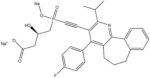 (3R)-4-[[[4-(4-Fluorophenyl)-6,7-dihydro-2-isopropyl-5H-benzo[6,7]cyclohepta[1,2-b]pyridin]-3-ylethynyl]sodiooxyphosphinyl]-3-hydroxybutyric acid sodium salt Struktur