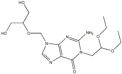 2-Amino-1-(2,2-diethoxyethyl)-9-[[2-hydroxy-1-(hydroxymethyl)ethoxy]methyl]-9H-purin-6(1H)-one Struktur