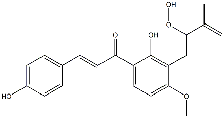 (E)-1-[2-Hydroxy-4-methoxy-3-(2-hydroperoxy-3-methyl-3-butenyl)phenyl]-3-(4-hydroxyphenyl)-2-propen-1-one Struktur