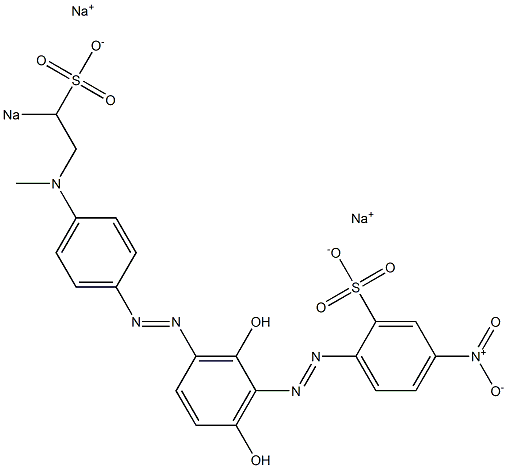 5-Nitro-2-[[2,6-dihydroxy-3-[[4-[N-methyl-N-(2-sodiosulfoethyl)amino]phenyl]azo]phenyl]azo]benzenesulfonic acid sodium salt Struktur