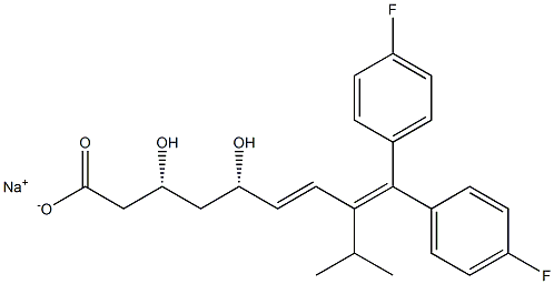 (3R,5S,6E)-9,9-Bis(4-fluorophenyl)-3,5-dihydroxy-8-isopropyl-6,8-nonadienoic acid sodium salt Struktur