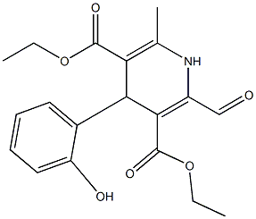 4-(2-Hydroxyphenyl)-2-formyl-6-methyl-1,4-dihydropyridine-3,5-dicarboxylic acid diethyl ester Struktur